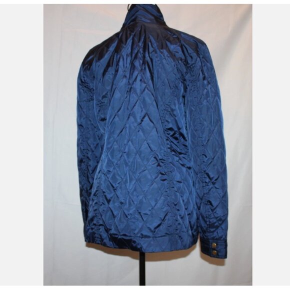 Charter Club Navy Blue Quilted Jacket Snap Front with Zipper and Pockets Medium - Picture 3 of 4